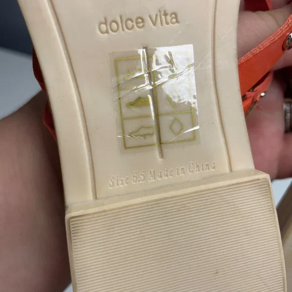 DOLCE VITA izabel studded strappy sandal in coral orange size 6.5 - Picture 4 of 6